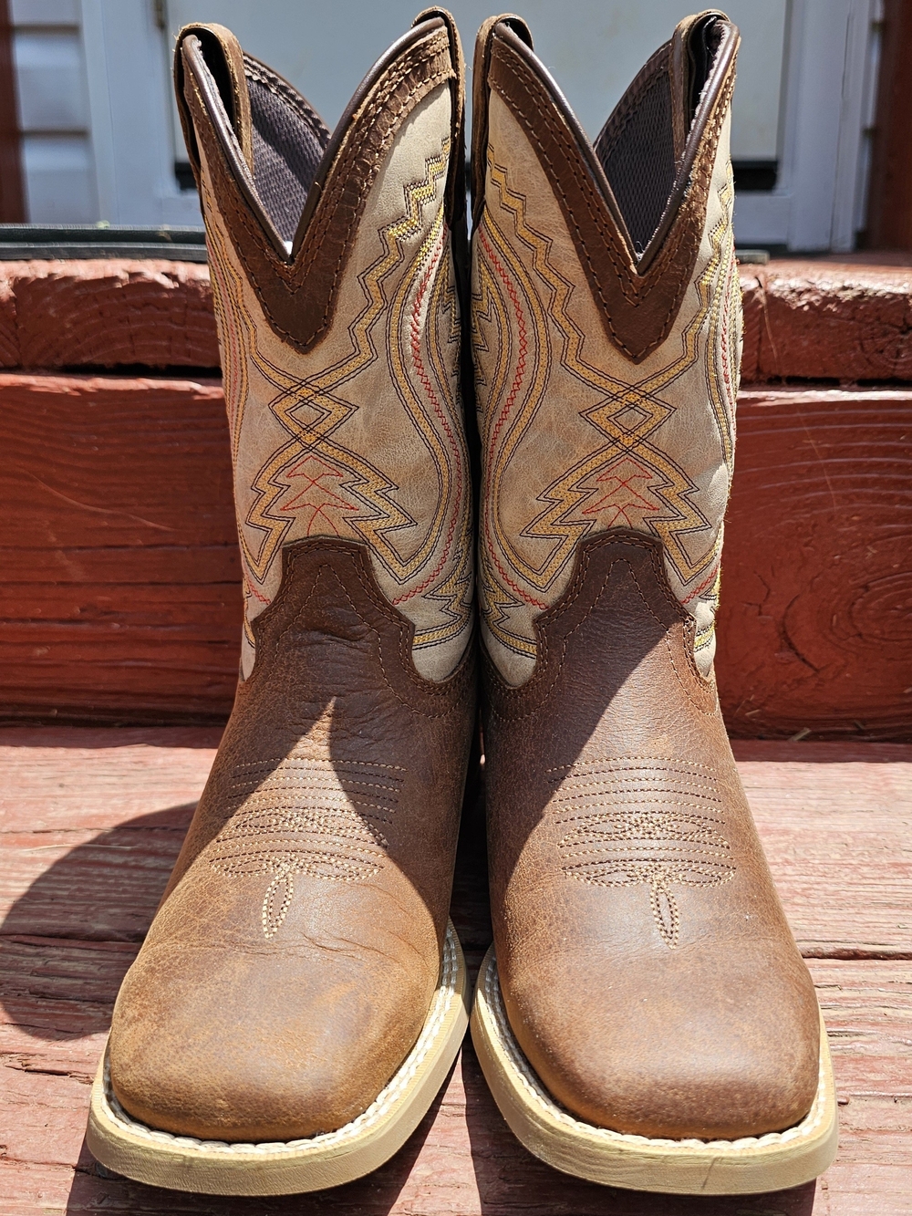 Durango Kid's 8" Western Boots in Coffee and Bone Tones